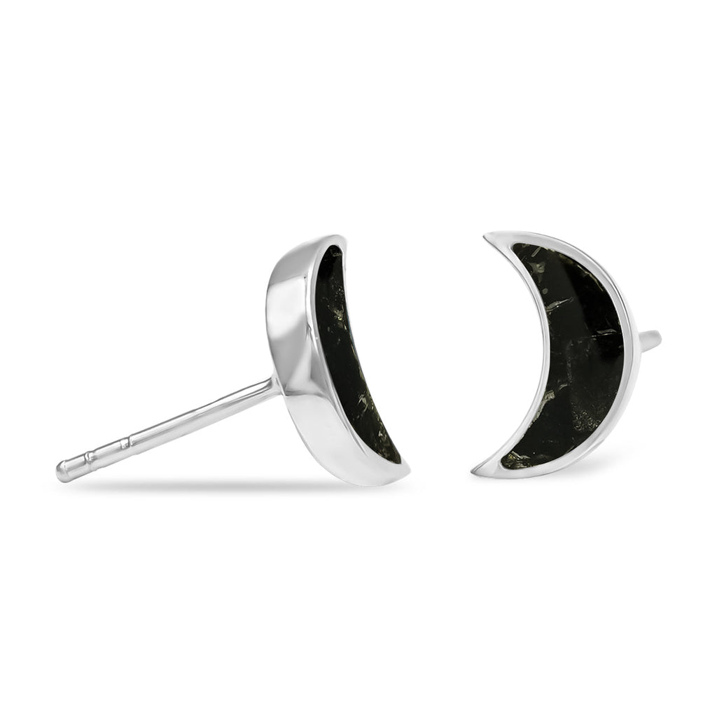 Starborn Gemstone Crescent Moon Post Style Earrings in Sterling Silver