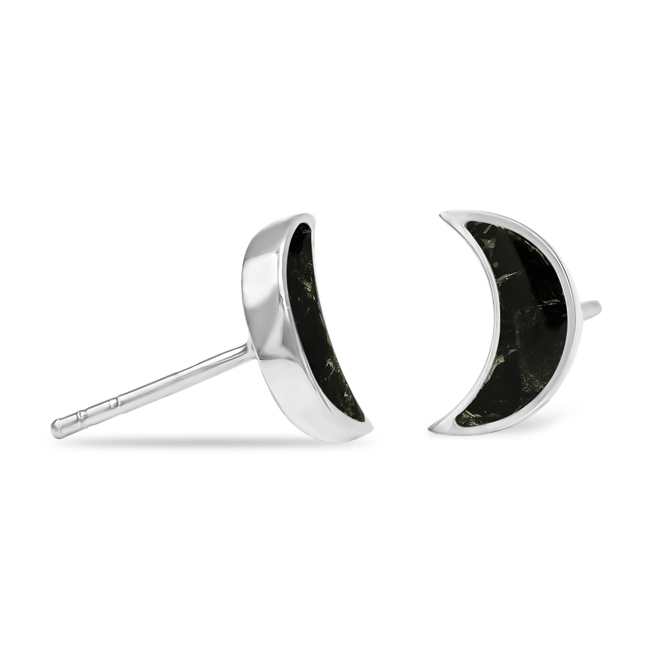 Starborn Gemstone Crescent Moon Post Style Earrings in Sterling Silver
