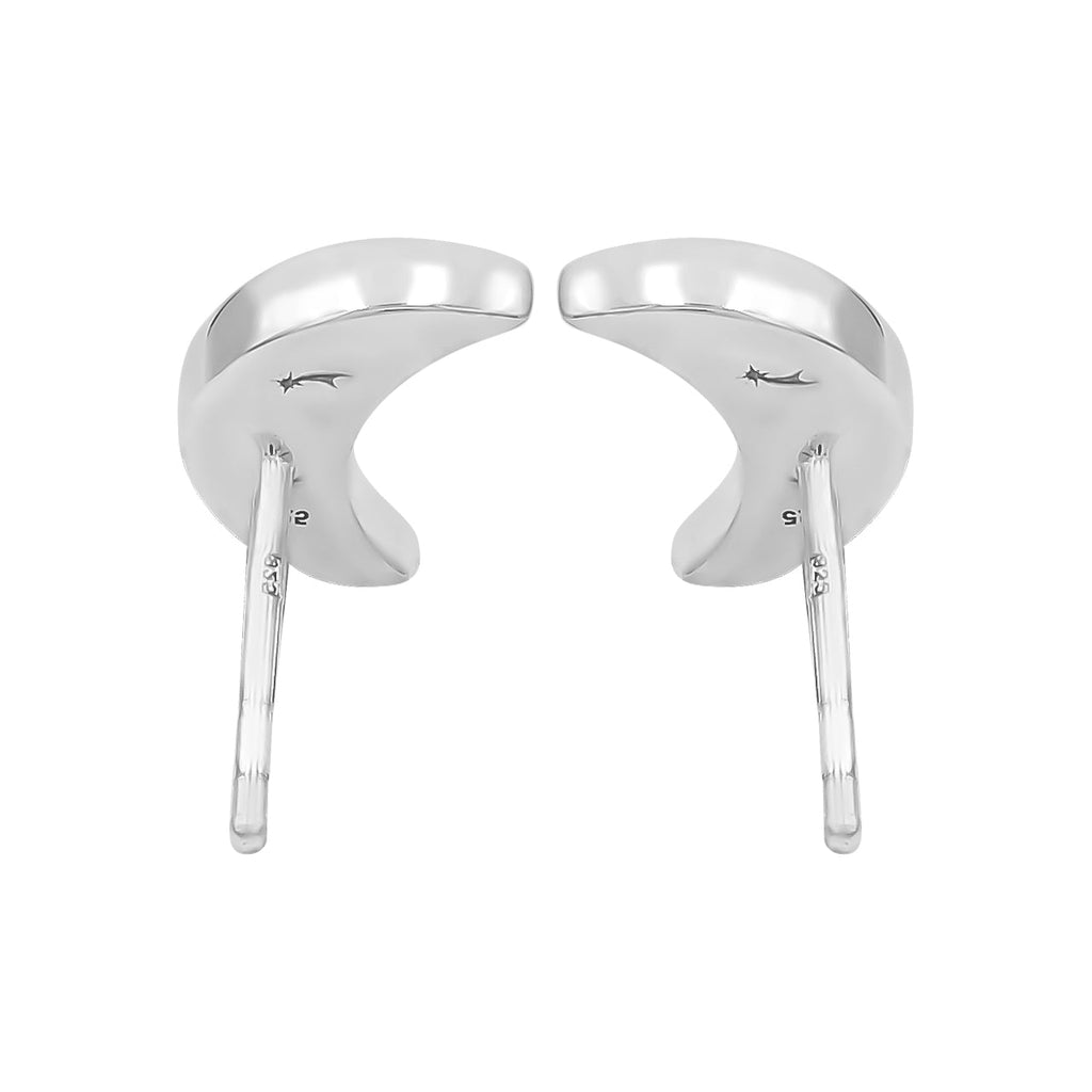 Starborn Gemstone Crescent Moon Post Style Earrings in Sterling Silver