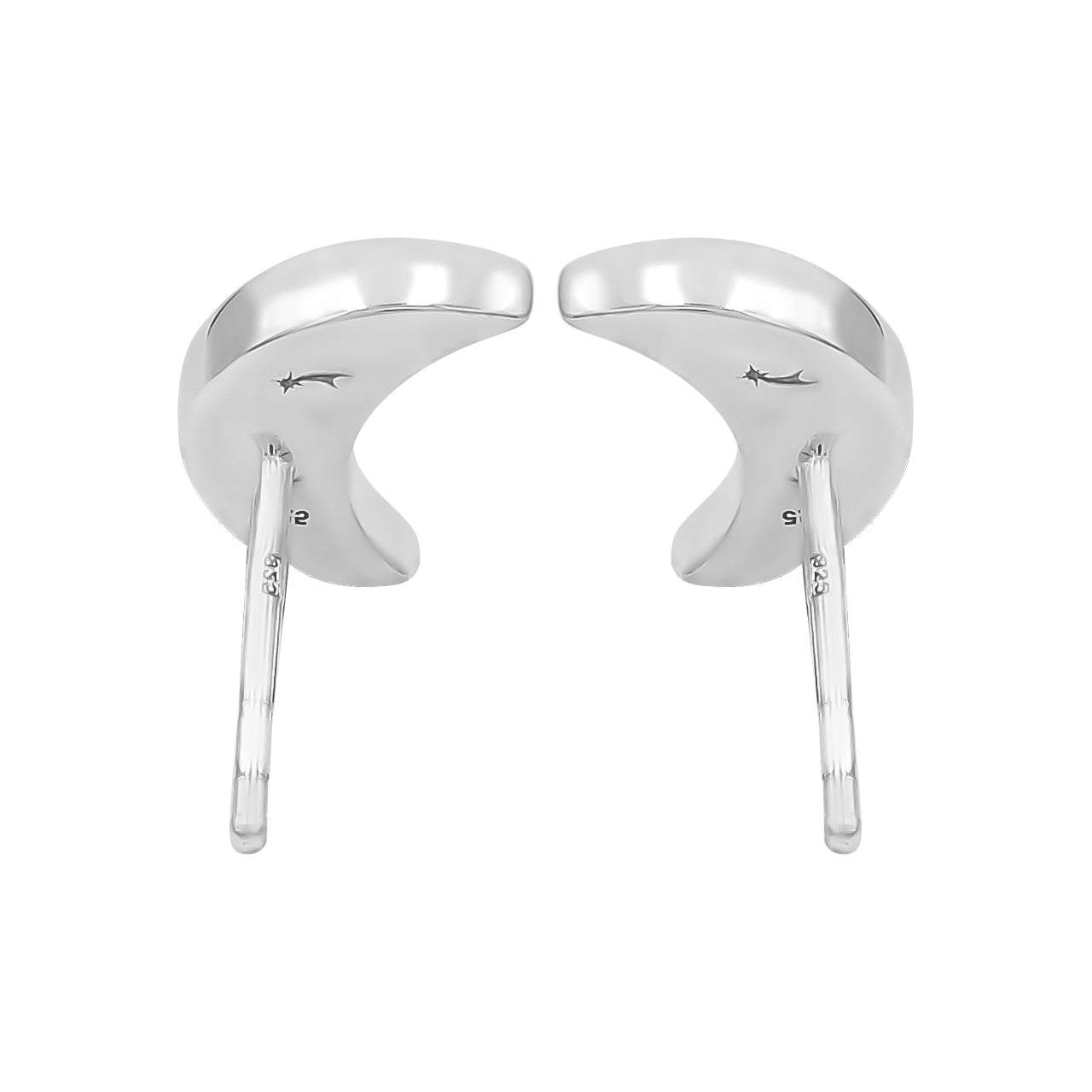 Starborn Gemstone Crescent Moon Post Style Earrings in Sterling Silver