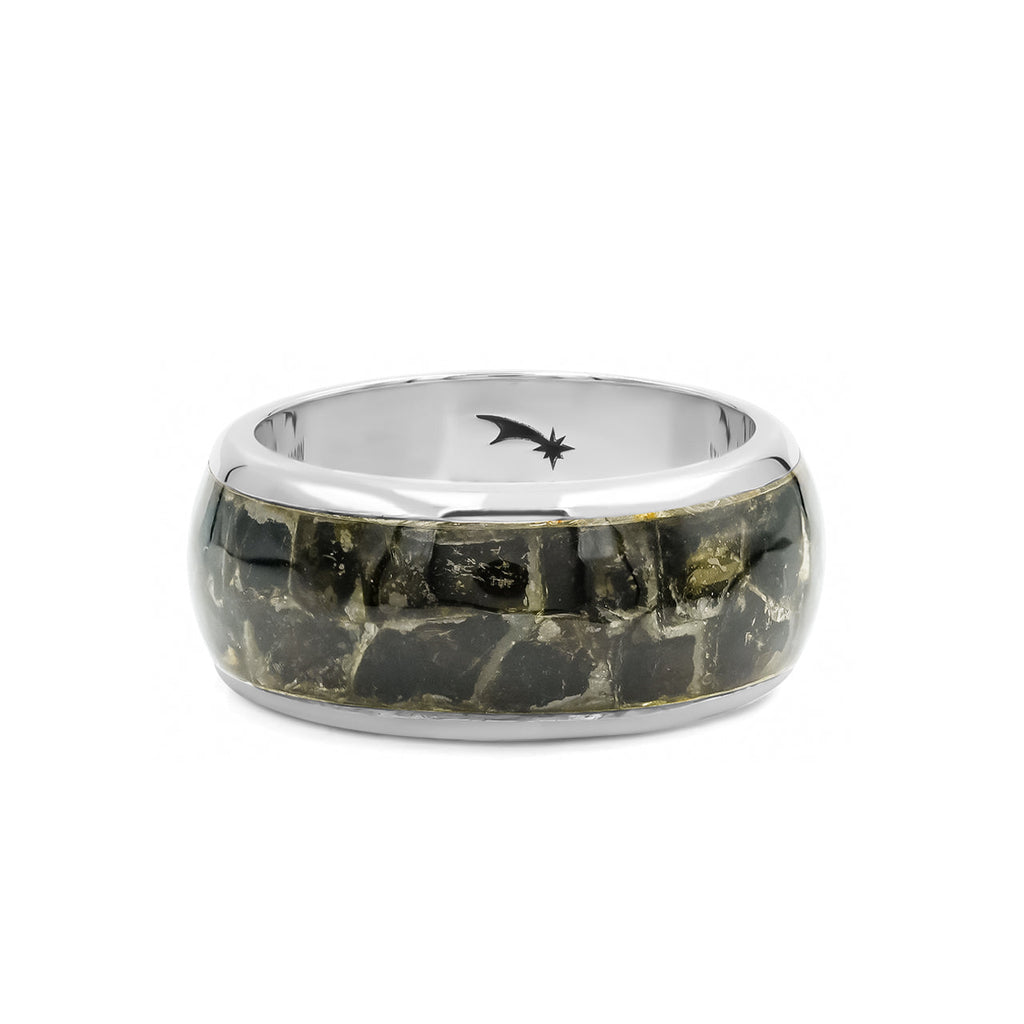 Starborn Golden Muscovite One Field Inlay Ring in Sterling Silver