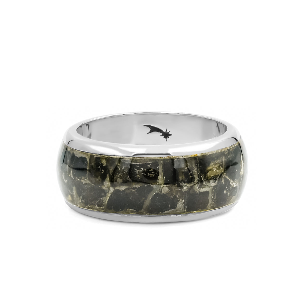 Starborn Golden Muscovite One Field Inlay Ring in Sterling Silver