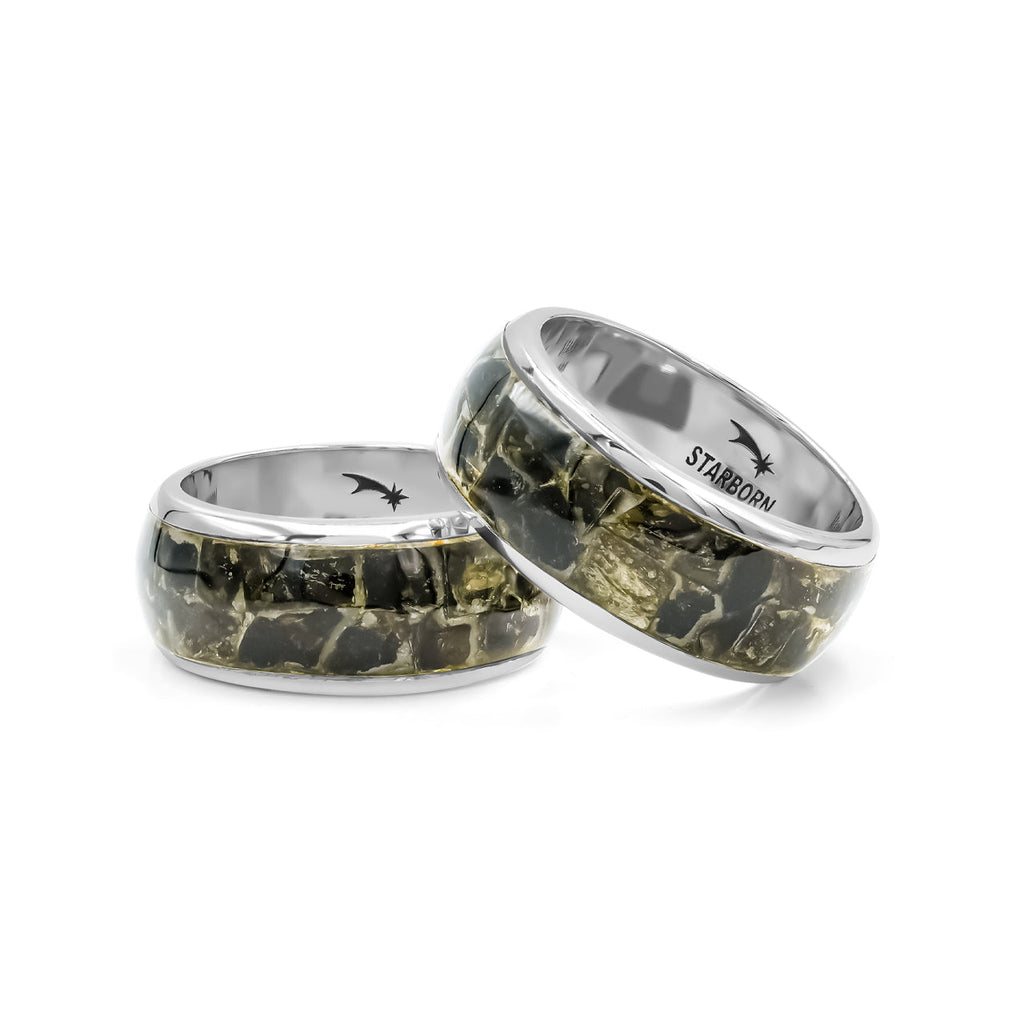 Starborn Golden Muscovite One Field Inlay Ring in Sterling Silver