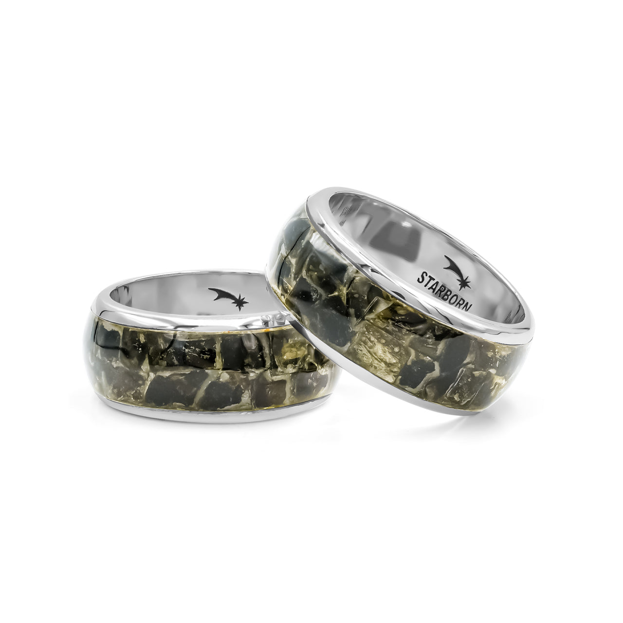 Starborn Golden Muscovite One Field Inlay Ring in Sterling Silver