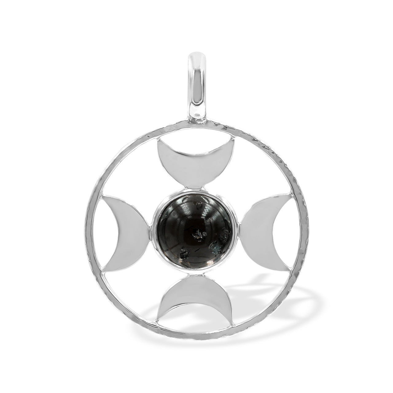 Starborn Sphere Gemstones Directional Crescent Moon Pendant in Sterling Silver - Small