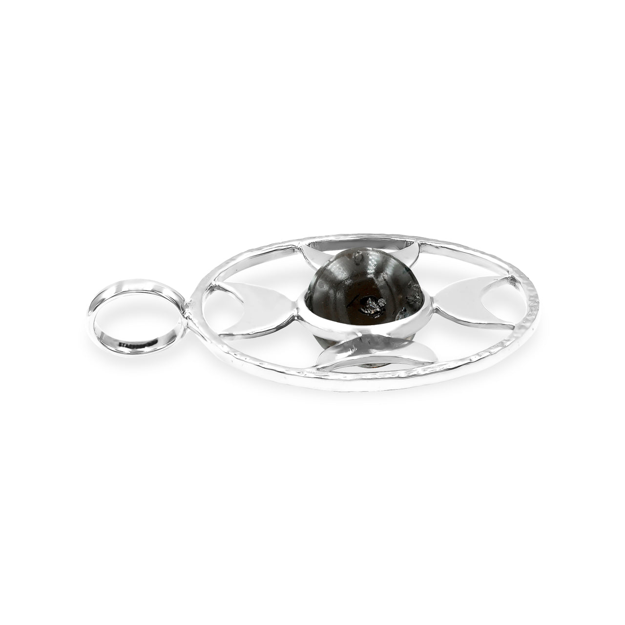 Starborn Sphere Gemstones Directional Crescent Moon Pendant in Sterling Silver - Small