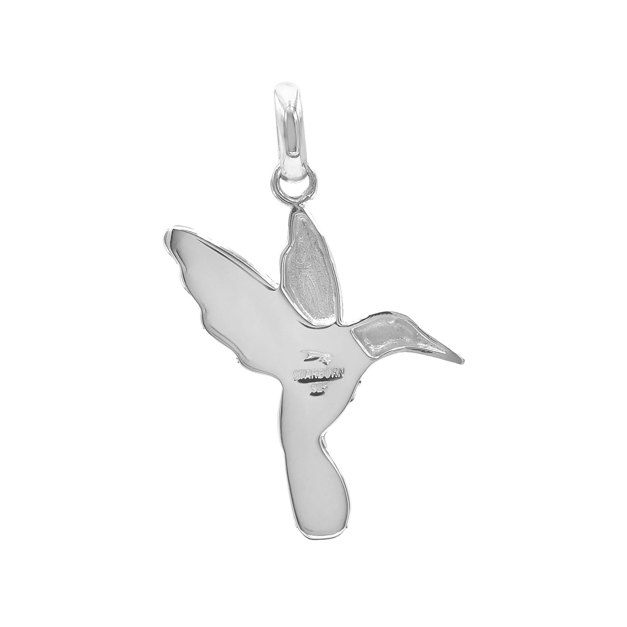 Starborn Cultured Opal Hummingbird Silhouette Pendant in Sterling Silver