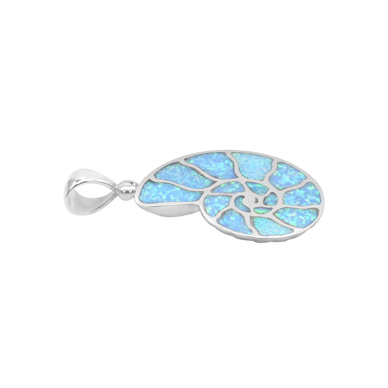 Starborn Cultured Opal Nautilus Ammonite Pendant in Sterling Silver