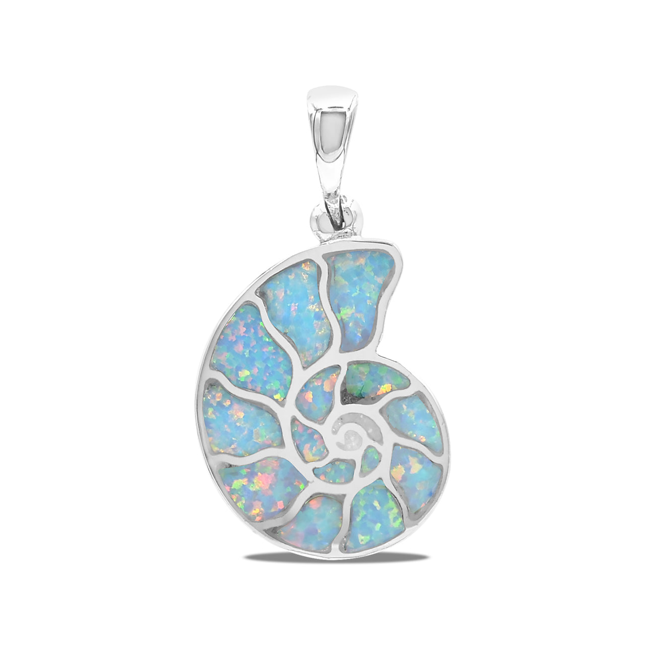 Starborn Cultured Opal Nautilus Ammonite Pendant in Sterling Silver