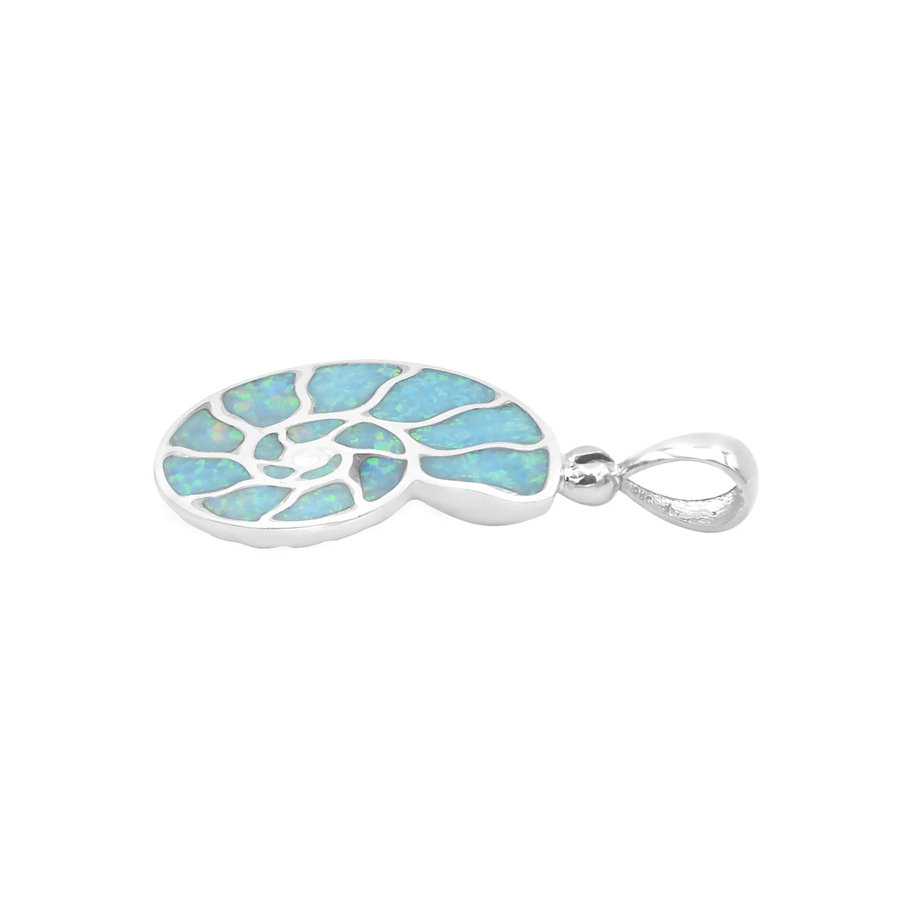Starborn Cultured Opal Nautilus Ammonite Pendant in Sterling Silver