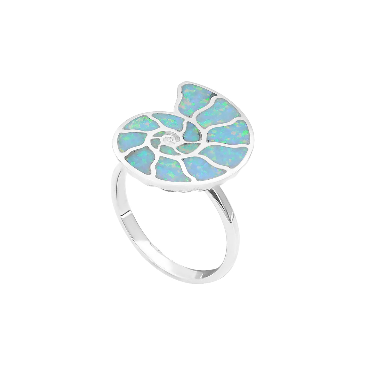 Starborn Cultured Opal Nautilus Ring in Sterling Silver