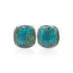 Starborn Peruvian Blue Opal Cushion-Cut Cufflink in Sterling Silver