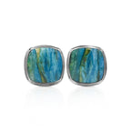 Starborn Peruvian Blue Opal Cushion-Cut Cufflink in Sterling Silver