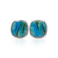 Starborn Peruvian Blue Opal Cushion-Cut Cufflink in Sterling Silver