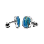 Starborn Peruvian Blue Opal Cushion-Cut Cufflink in Sterling Silver