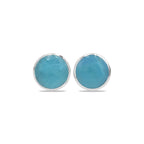 Starborn Peruvian Blue Opal 6mm Round Post Earrings in Sterling Silver