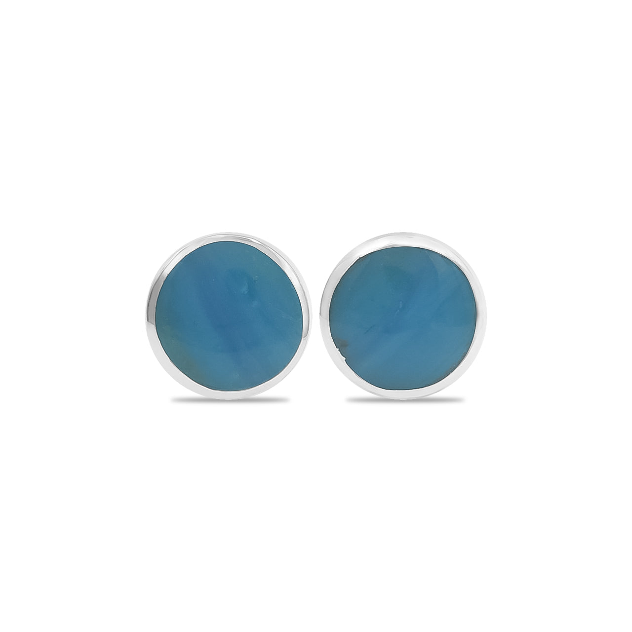 Starborn Peruvian Blue Opal 6mm Round Post Earrings in Sterling Silver