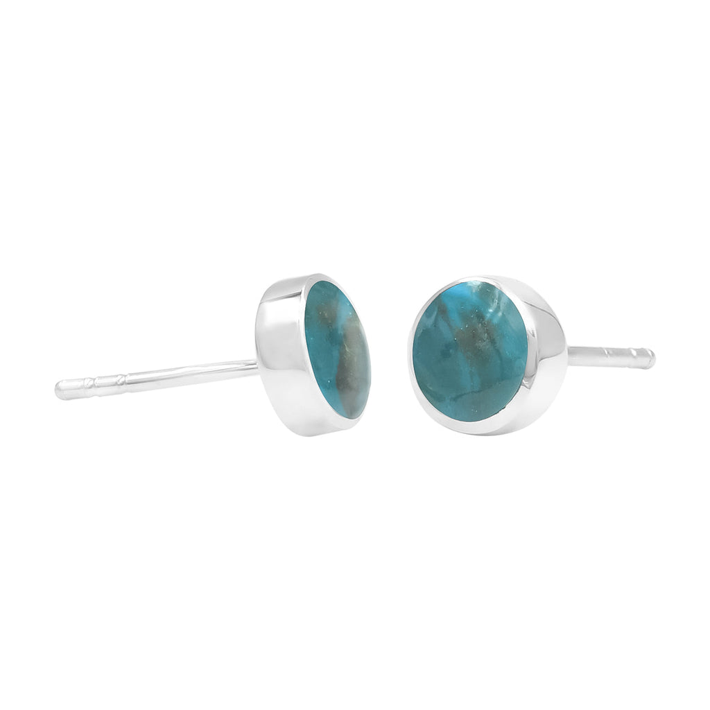 Starborn Peruvian Blue Opal 6mm Micro Post Earrings in Sterling Silver