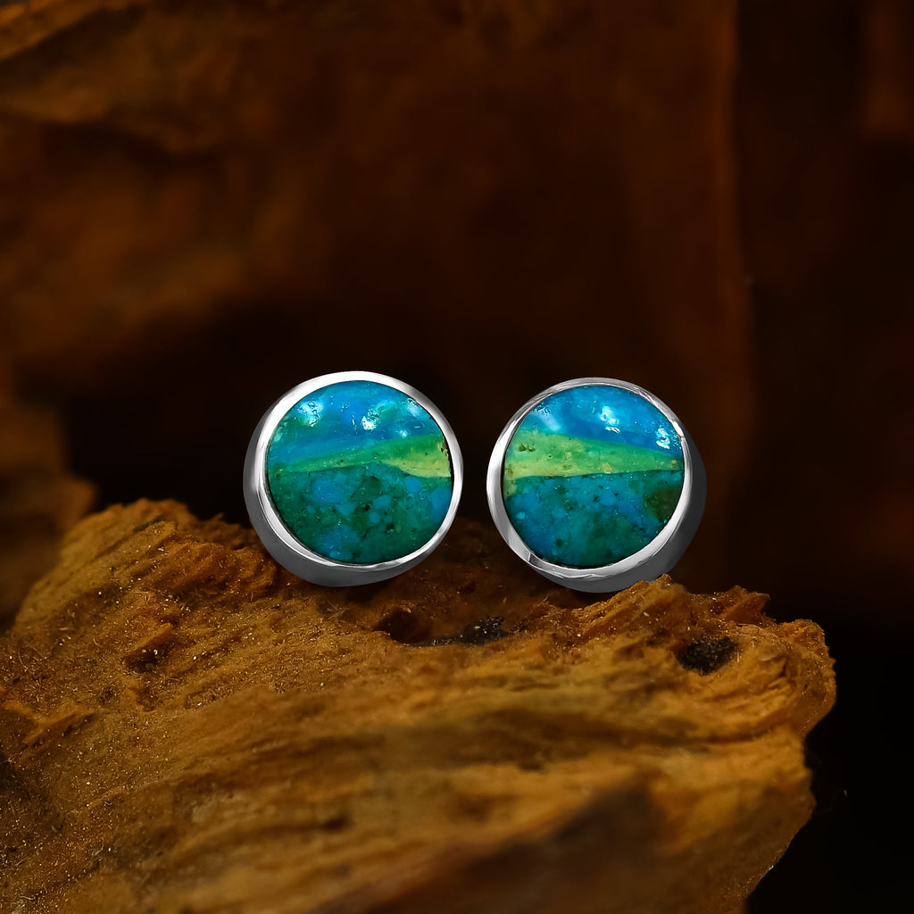 Starborn Peruvian Blue Opal 6mm Micro Post Earrings in Sterling Silver