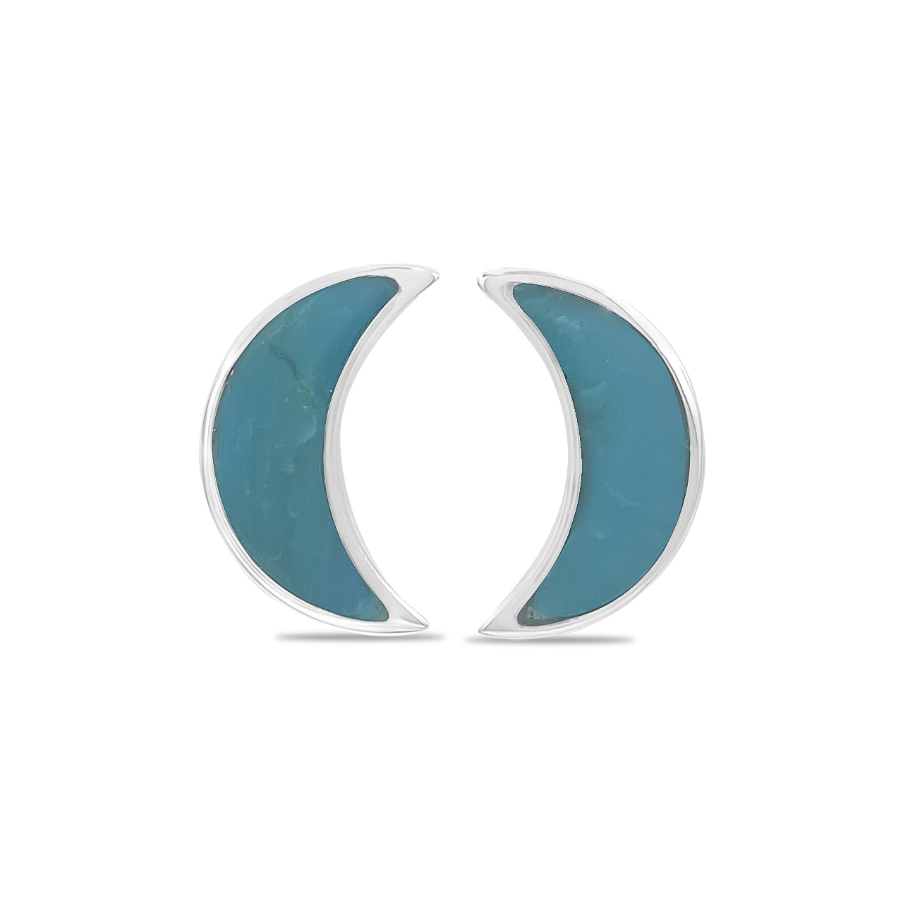 Starborn Gemstone Crescent Moon Post Style Earrings in Sterling Silver