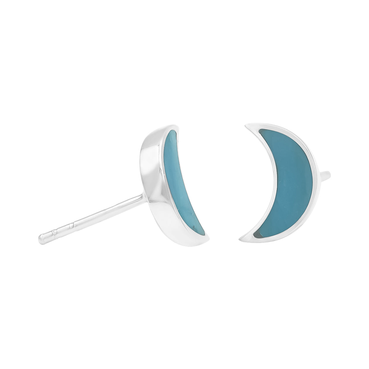 Starborn Gemstone Crescent Moon Post Style Earrings in Sterling Silver