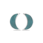 Starborn Gemstone Crescent Moon Post Style Earrings in Sterling Silver