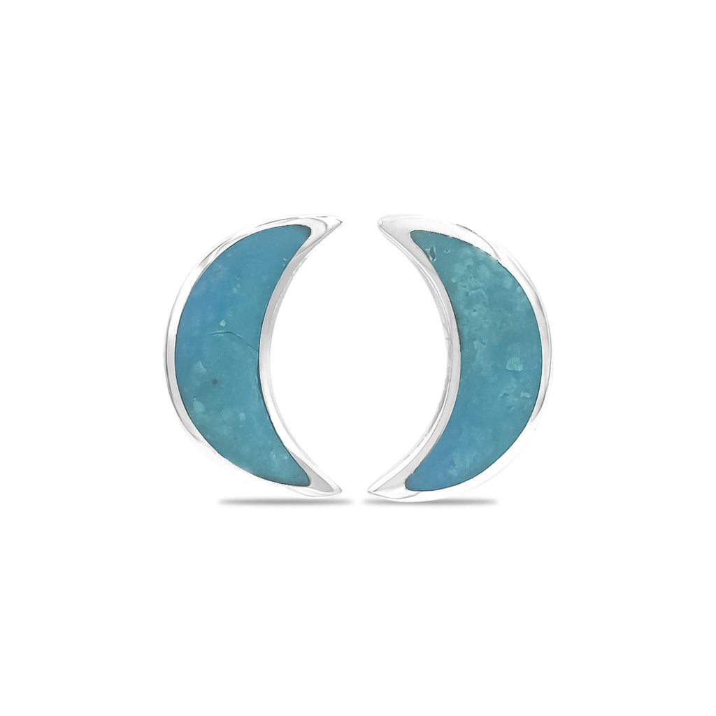 Starborn Gemstone Crescent Moon Post Style Earrings in Sterling Silver