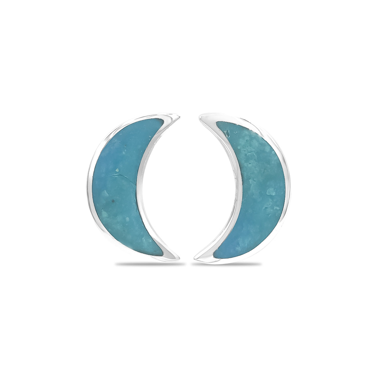 Starborn Gemstone Crescent Moon Post Style Earrings in Sterling Silver
