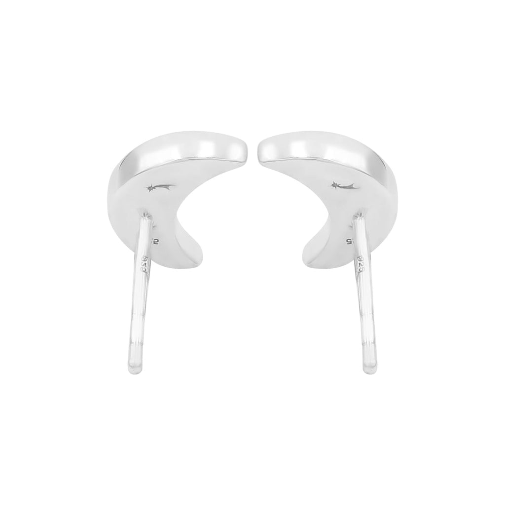 Starborn Gemstone Crescent Moon Post Style Earrings in Sterling Silver