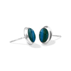 Starborn Peruvian Blue Opal Round 8mm Double Bezel Set Post Earrings in Sterling Silver