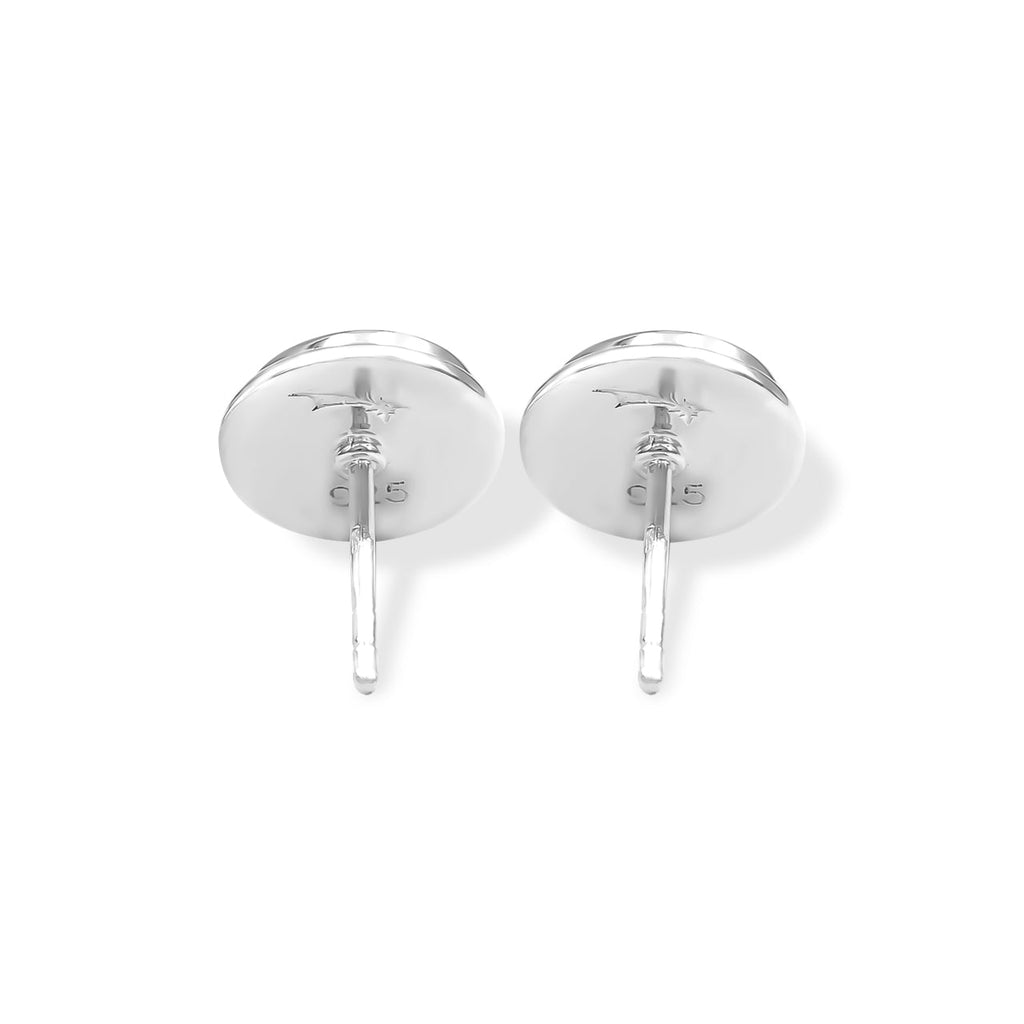 Starborn Peruvian Blue Opal Round 8mm Double Bezel Set Post Earrings in Sterling Silver