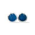 Starborn High Grade Peruvian Blue Opal Round 8 mm Double Bezel Set Post Earrings in Sterling Silver