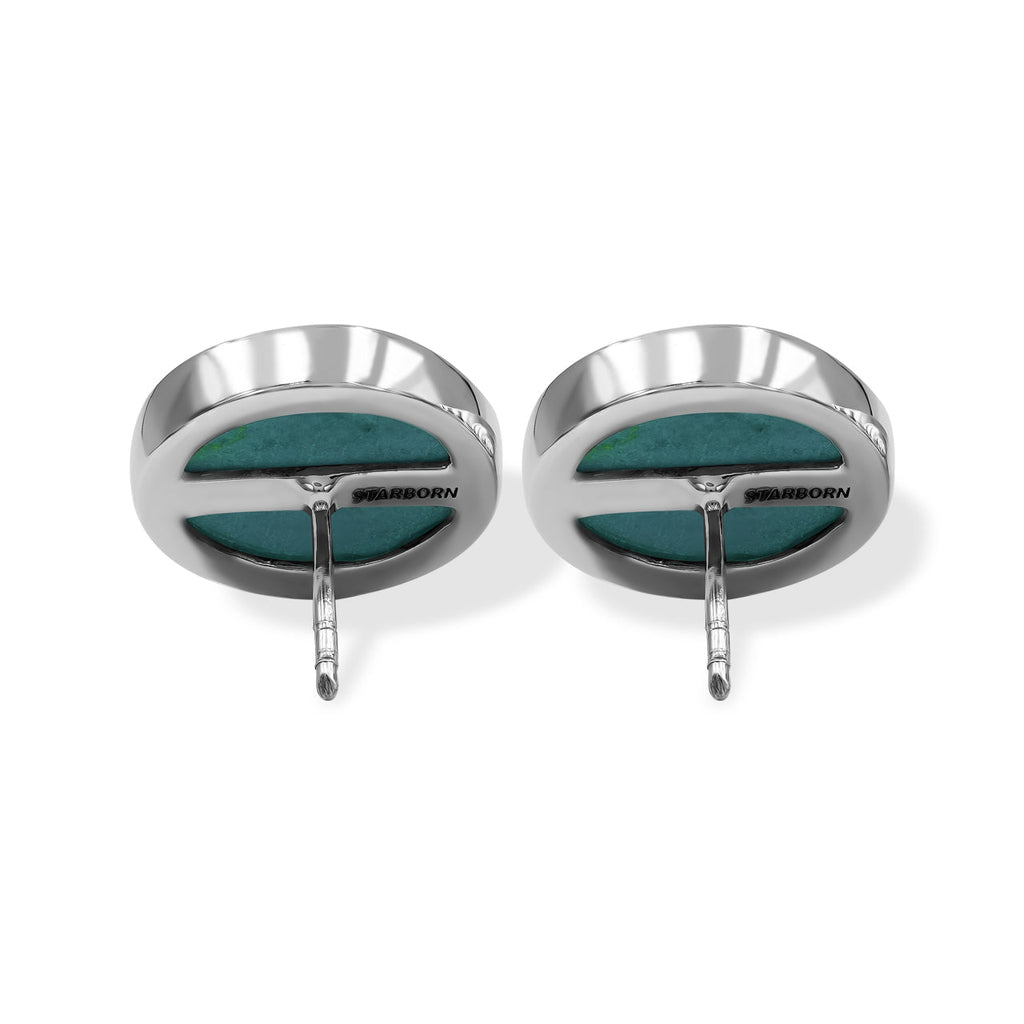 Starborn Peruvian Blue Opal 15mm Post Style Earrings in Sterling SIlver