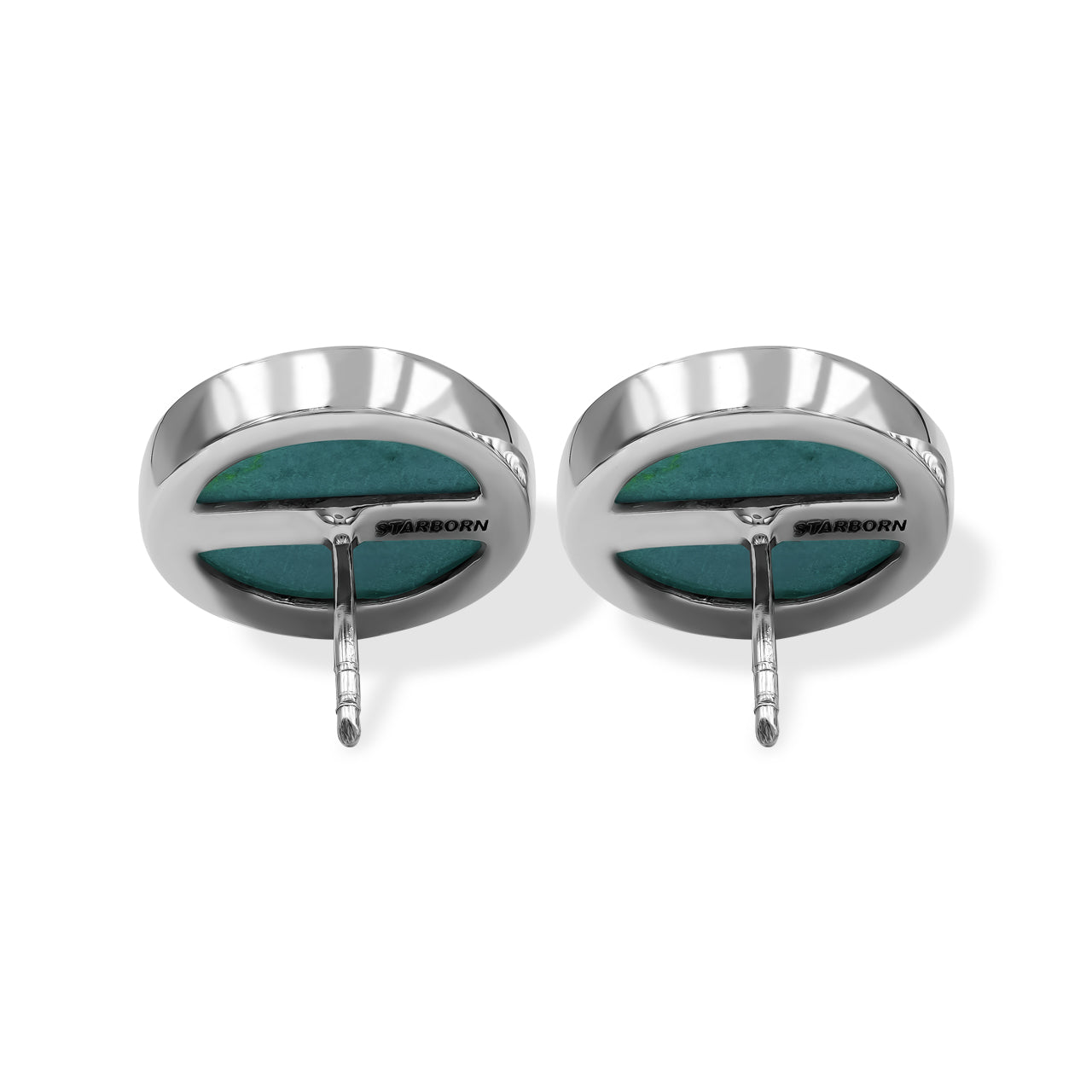 Starborn Peruvian Blue Opal 15mm Post Style Earrings in Sterling SIlver