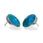 Starborn Peruvian Blue Opal 20mm Round Post Style Earrings in Sterling Silver