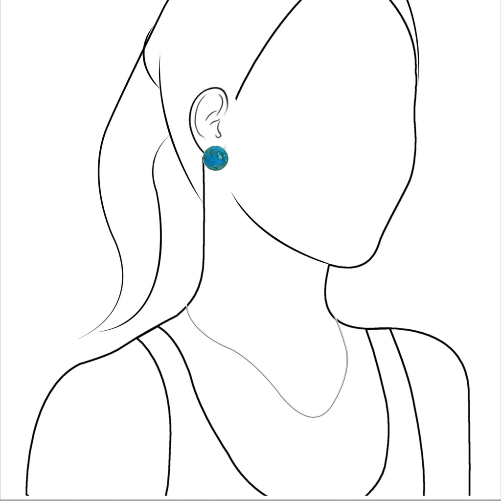 Starborn Peruvian Blue Opal 20mm Round Post Style Earrings in Sterling Silver