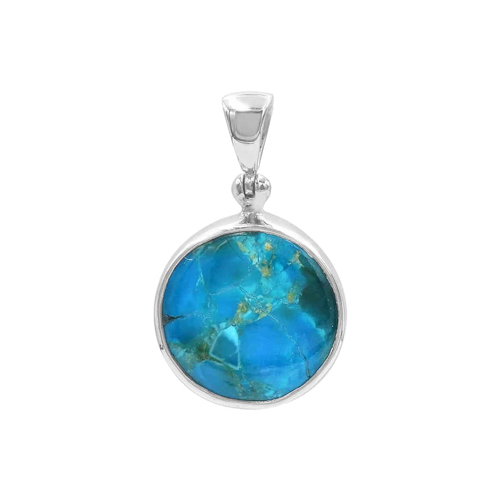 Starborn Peruvian Blue Opal Medallion Pendant in Sterling Silver