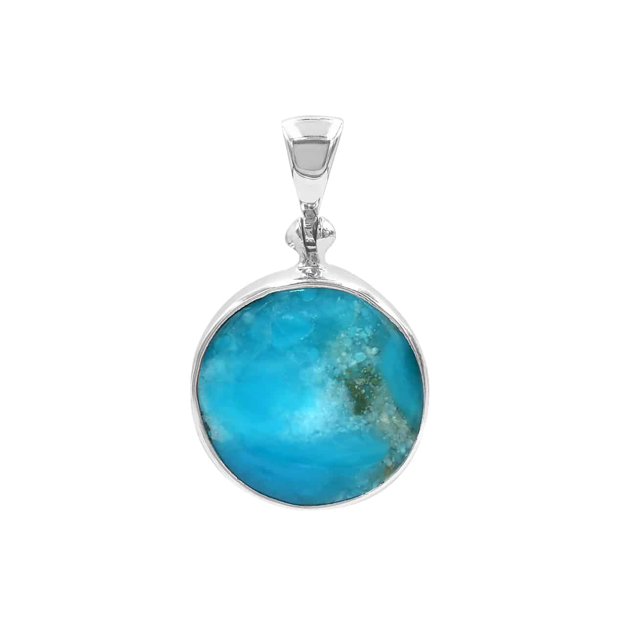 Starborn Peruvian Blue Opal Medallion Pendant in Sterling Silver