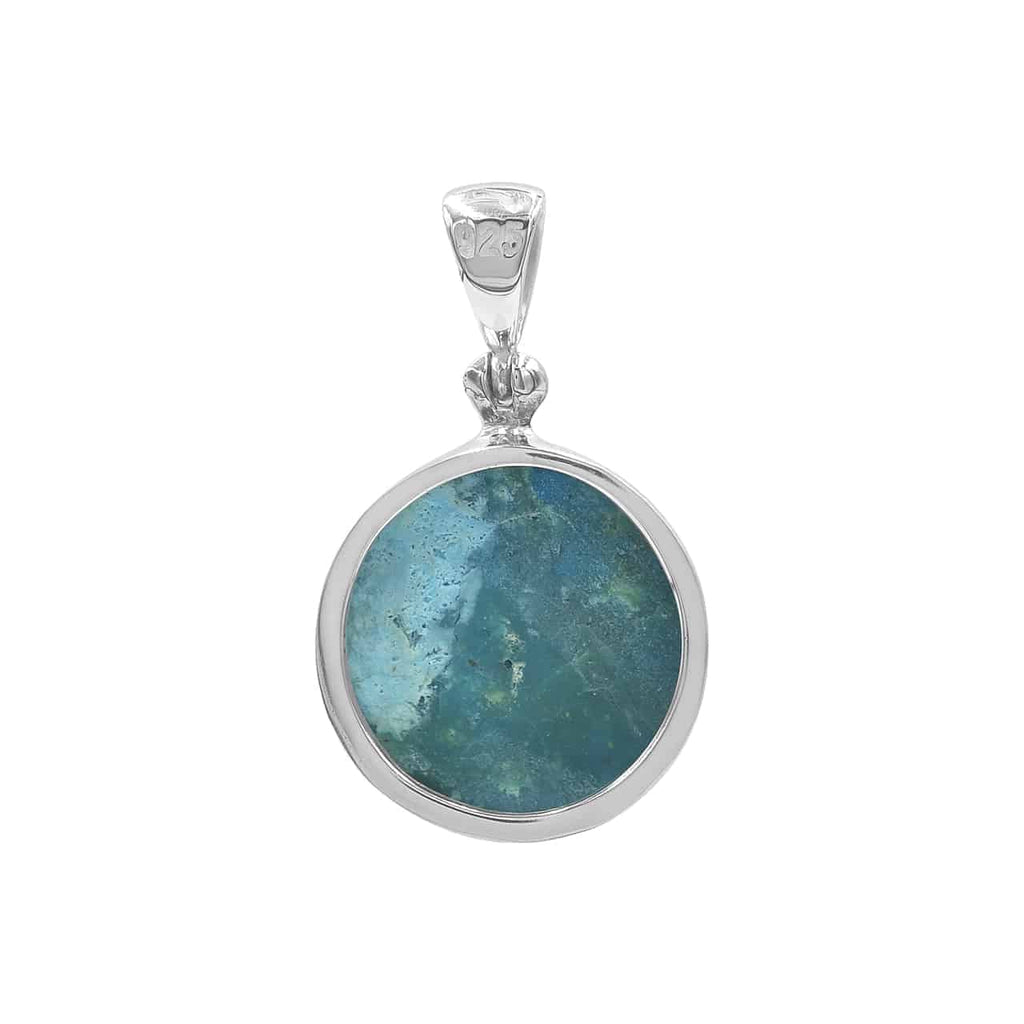 Starborn Peruvian Blue Opal Medallion Pendant in Sterling Silver