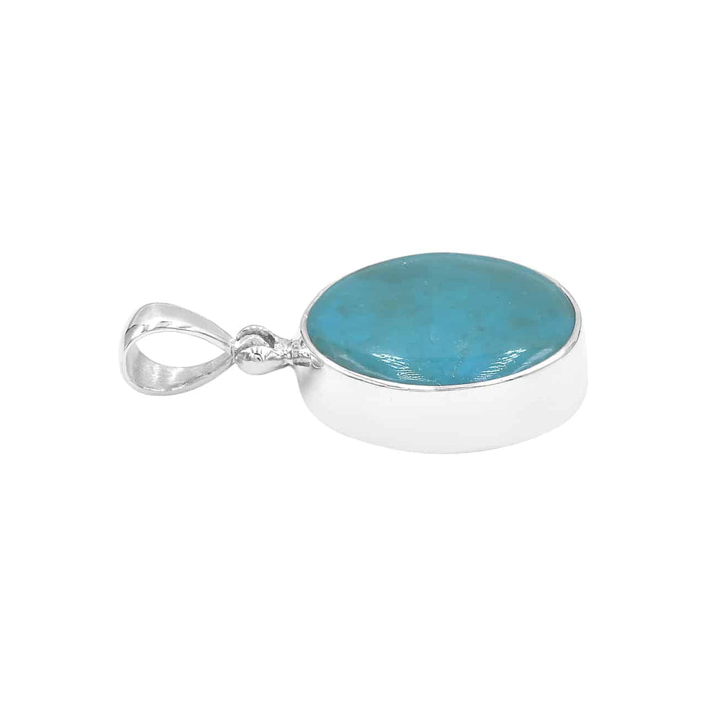Starborn Peruvian Blue Opal Medallion Pendant in Sterling Silver