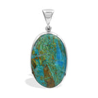 Starborn Peruvian Blue Opal Oval Cabochon Pendant in Sterling Silver
