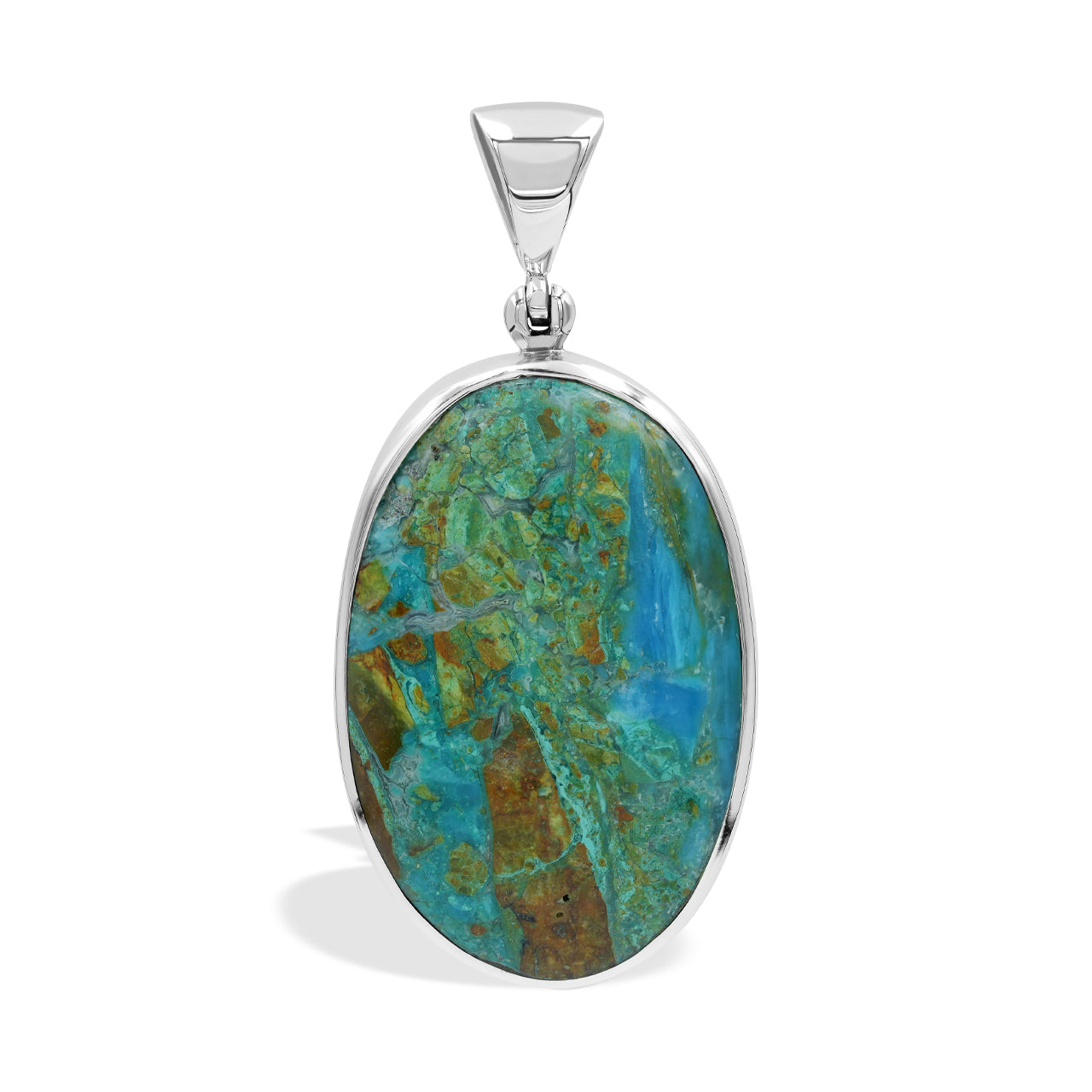 Starborn Peruvian Blue Opal Oval Cabochon Pendant in Sterling Silver