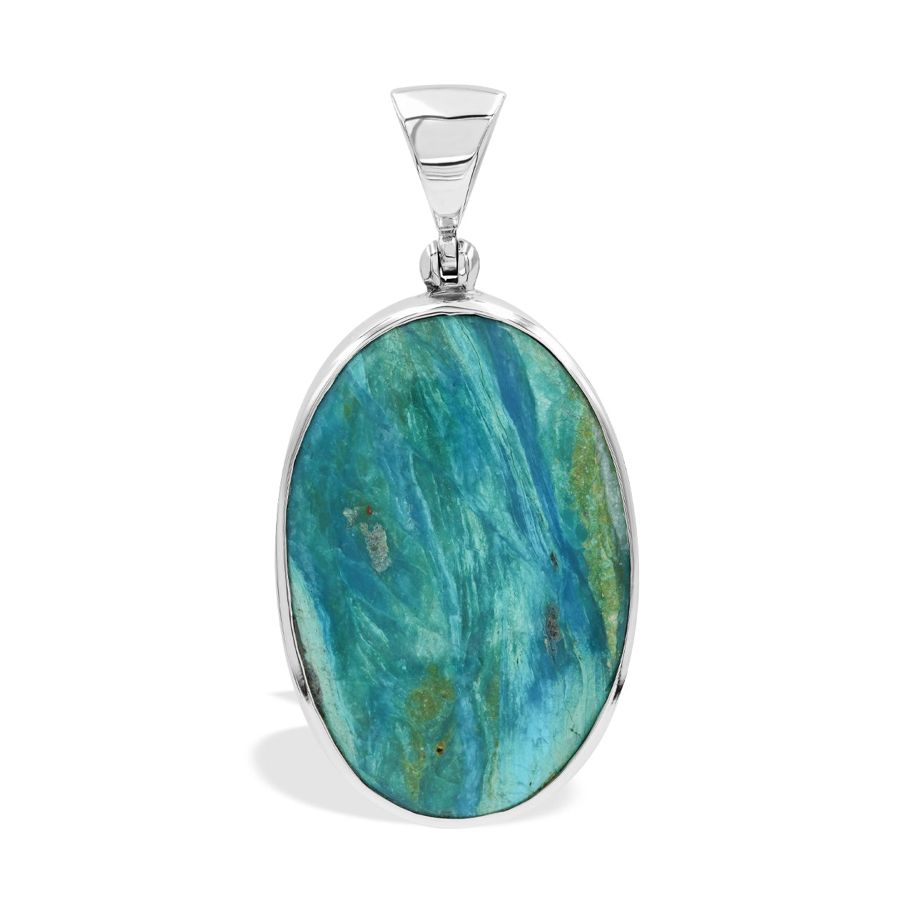 Starborn Peruvian Blue Opal Oval Cabochon Pendant in Sterling Silver