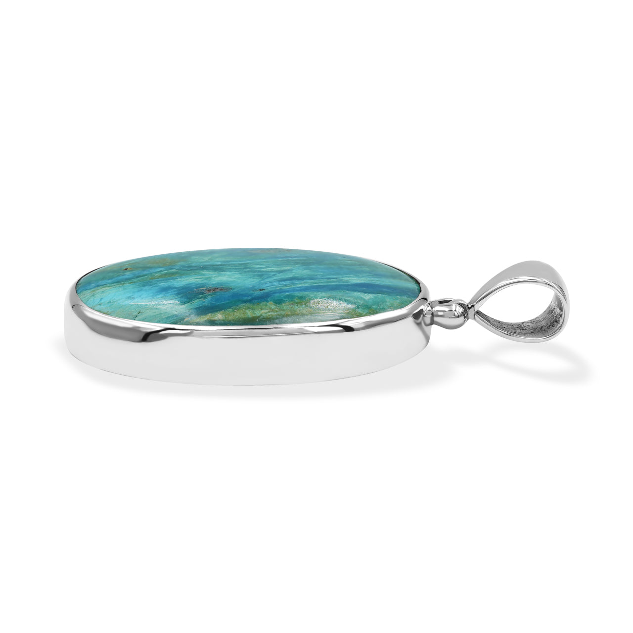 Starborn Peruvian Blue Opal Oval Cabochon Pendant in Sterling Silver