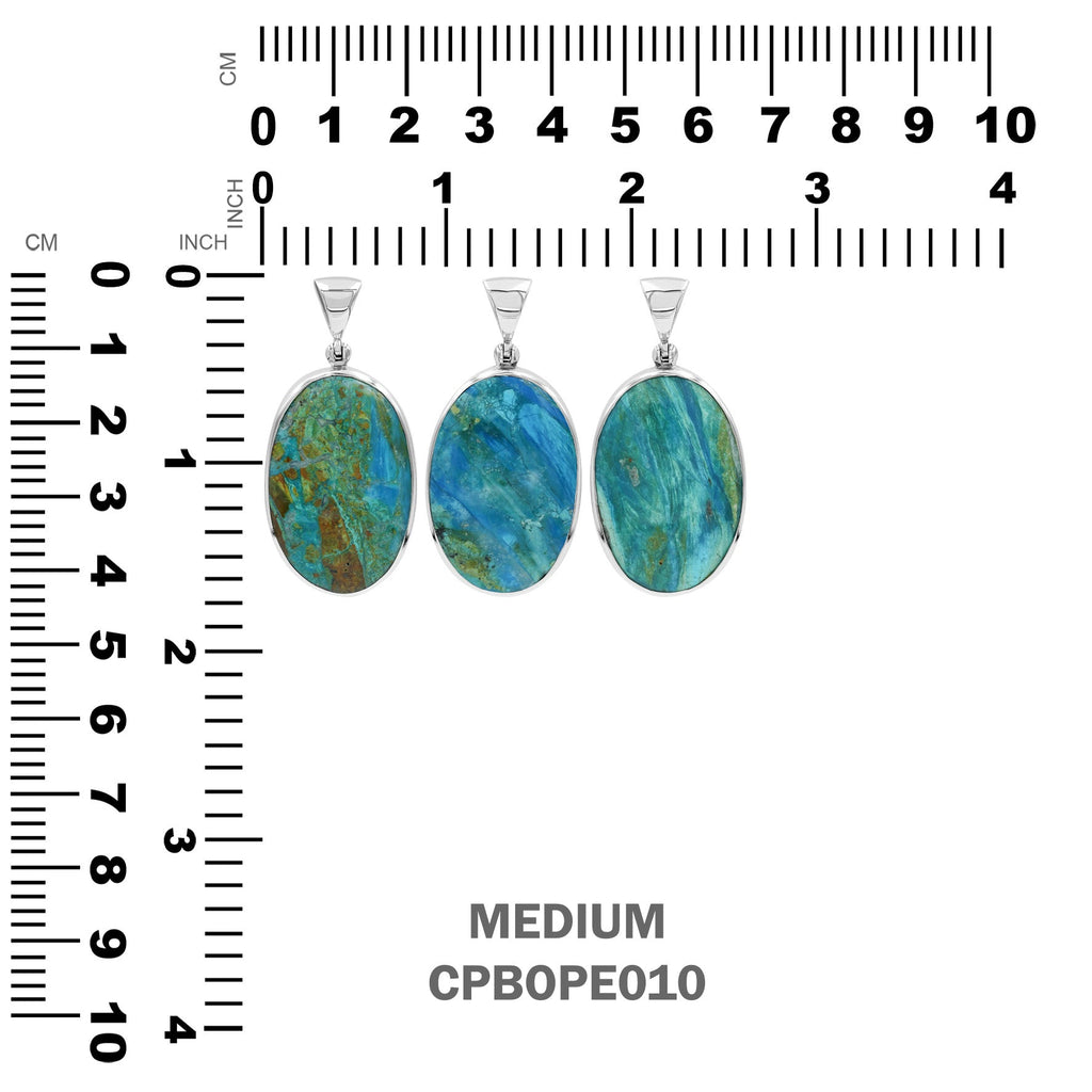Starborn Peruvian Blue Opal Oval Cabochon Pendant in Sterling Silver