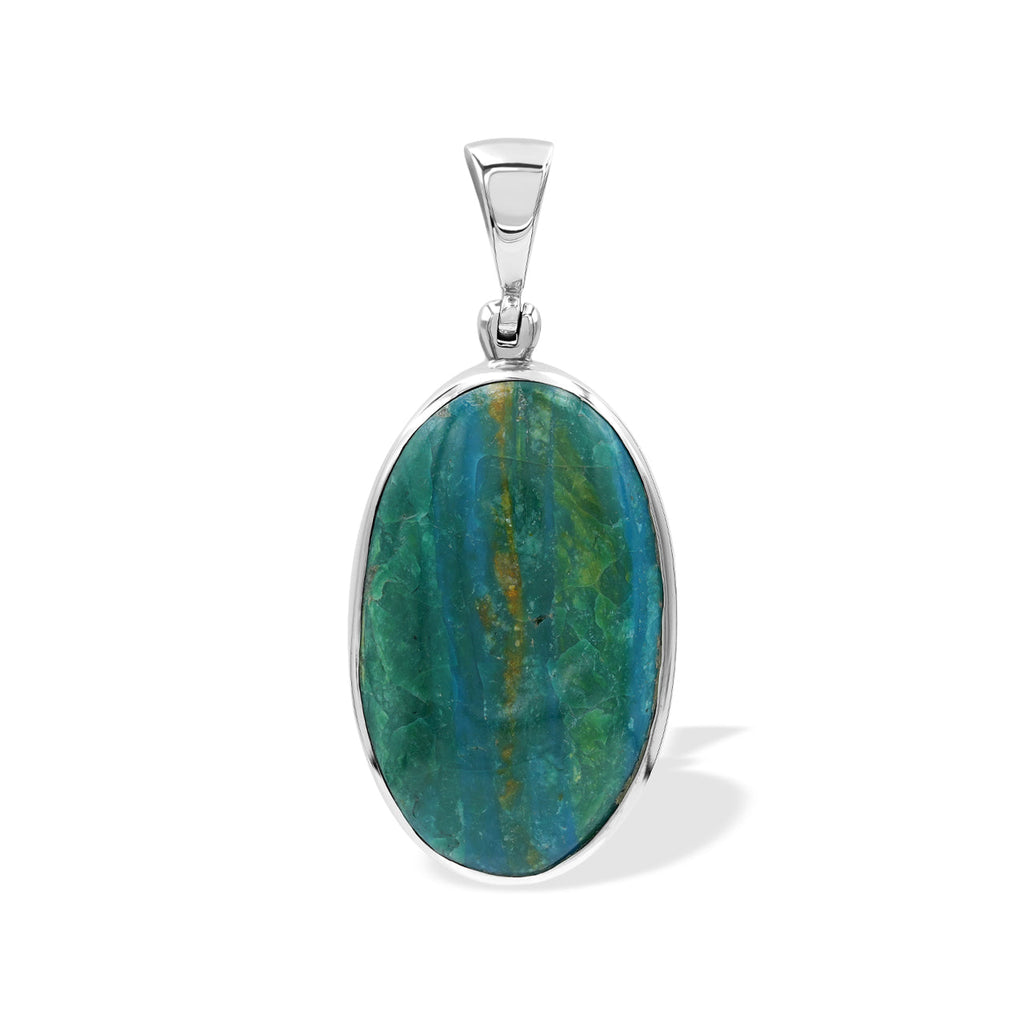 Starborn Peruvian Blue Opal Oval Cabochon Pendant in Sterling Silver