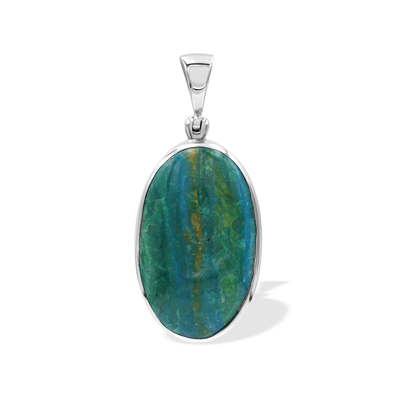 Starborn Peruvian Blue Opal Oval Cabochon Pendant in Sterling Silver