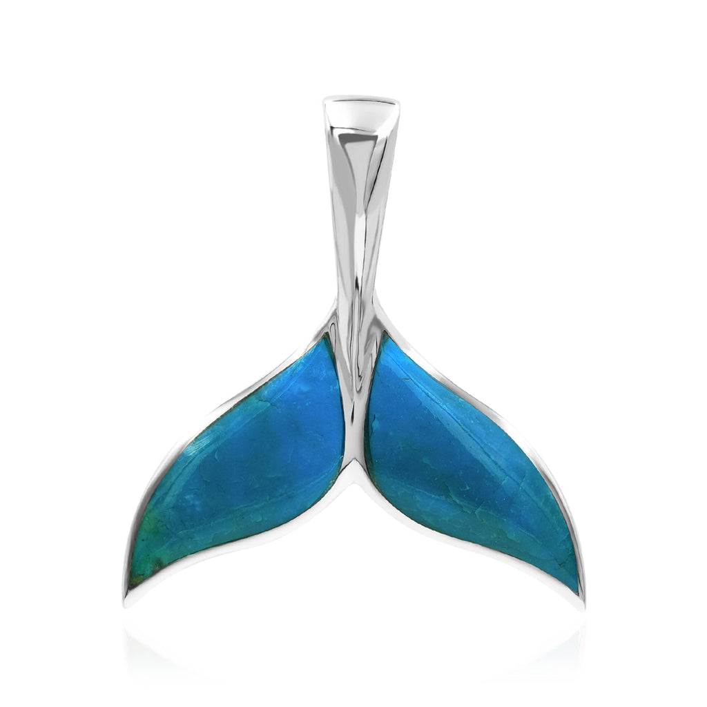 Starborn Peruvian Blue Opal Whale Tail Pendant in Sterling Silver