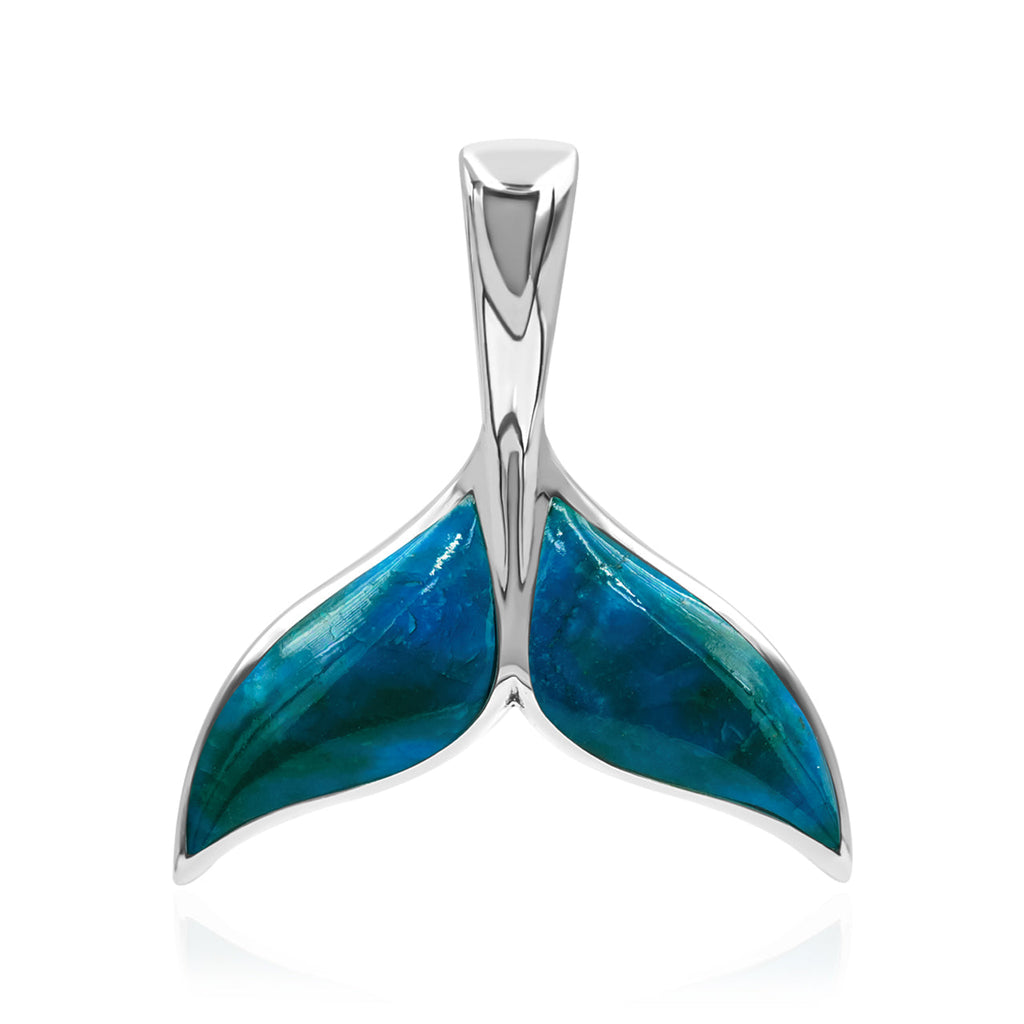 Starborn Peruvian Blue Opal Whale Tail Pendant in Sterling Silver