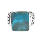 Starborn Peruvian Blue Opal Men’s Ring with Geometric Shank Accents in Sterling Silver